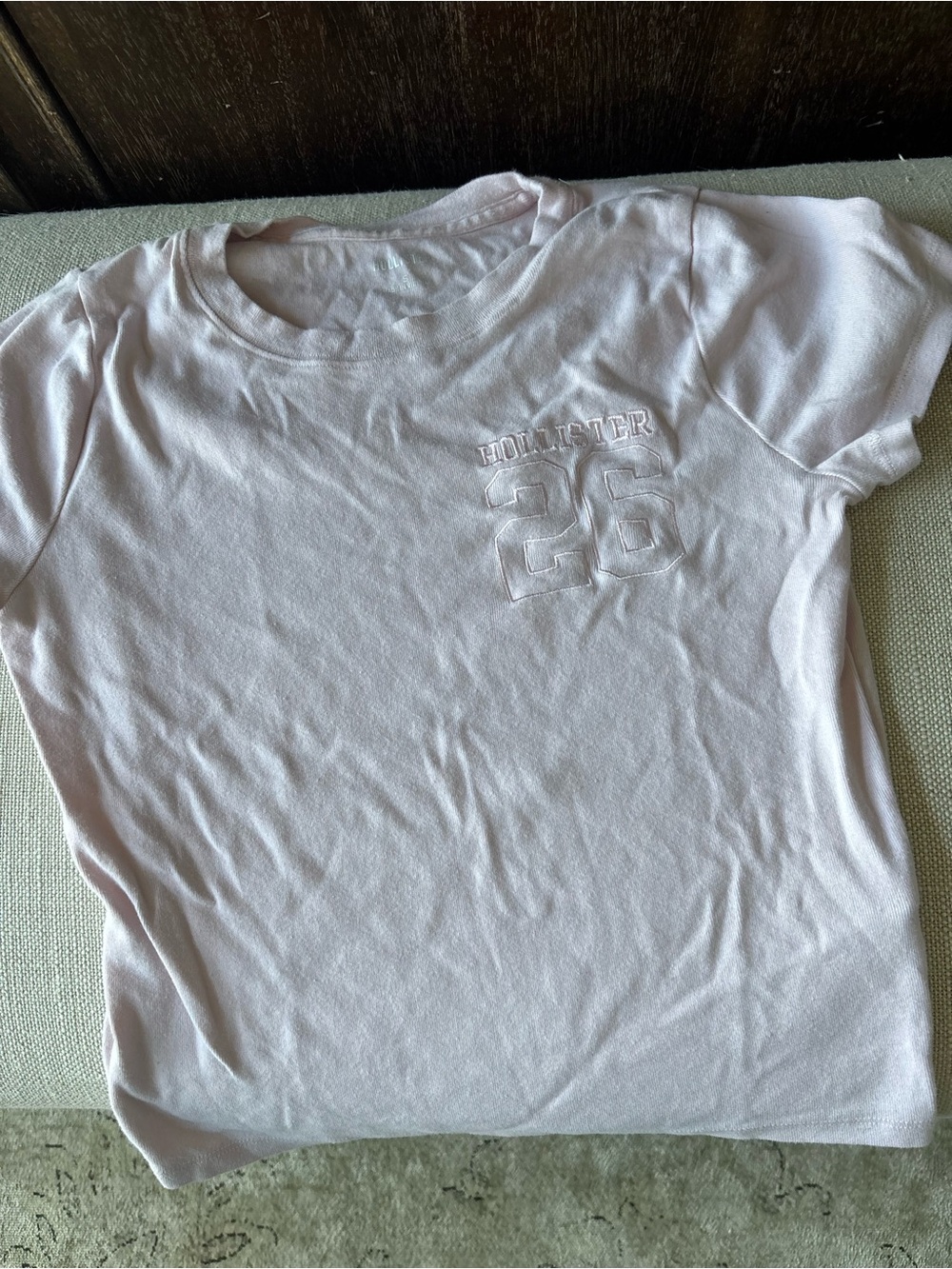 Hollister Light Pink Embossed '26' Logo Short Sleeve Tee